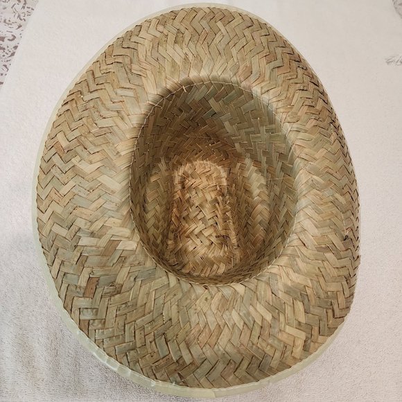 Unisex big tall straw hat with decorative thin black cord tie - Picture 4 of 4